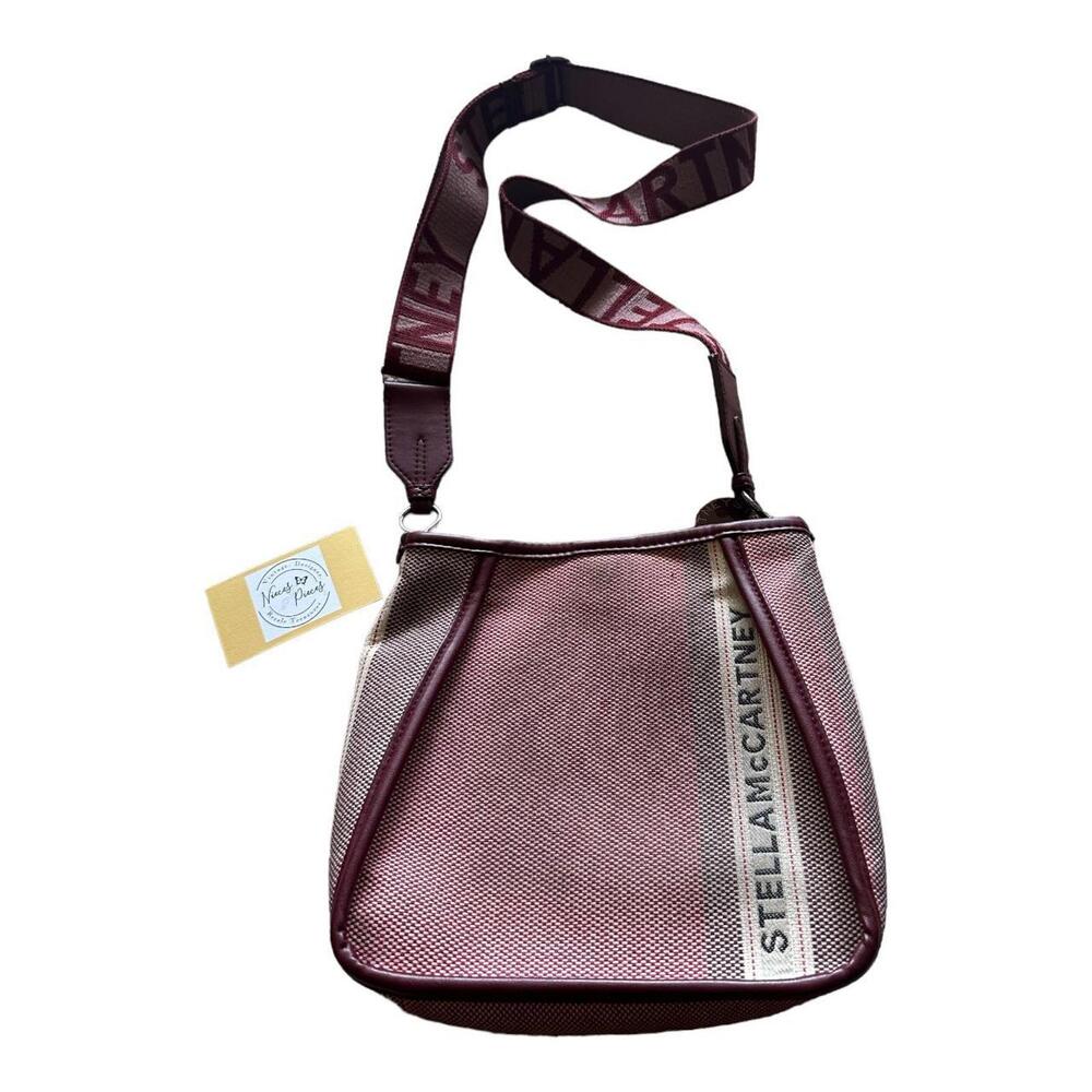 Stella Mccartney Eco Patchwork Logo Canvas Crossbody Bag In Rose/Burgundy.
